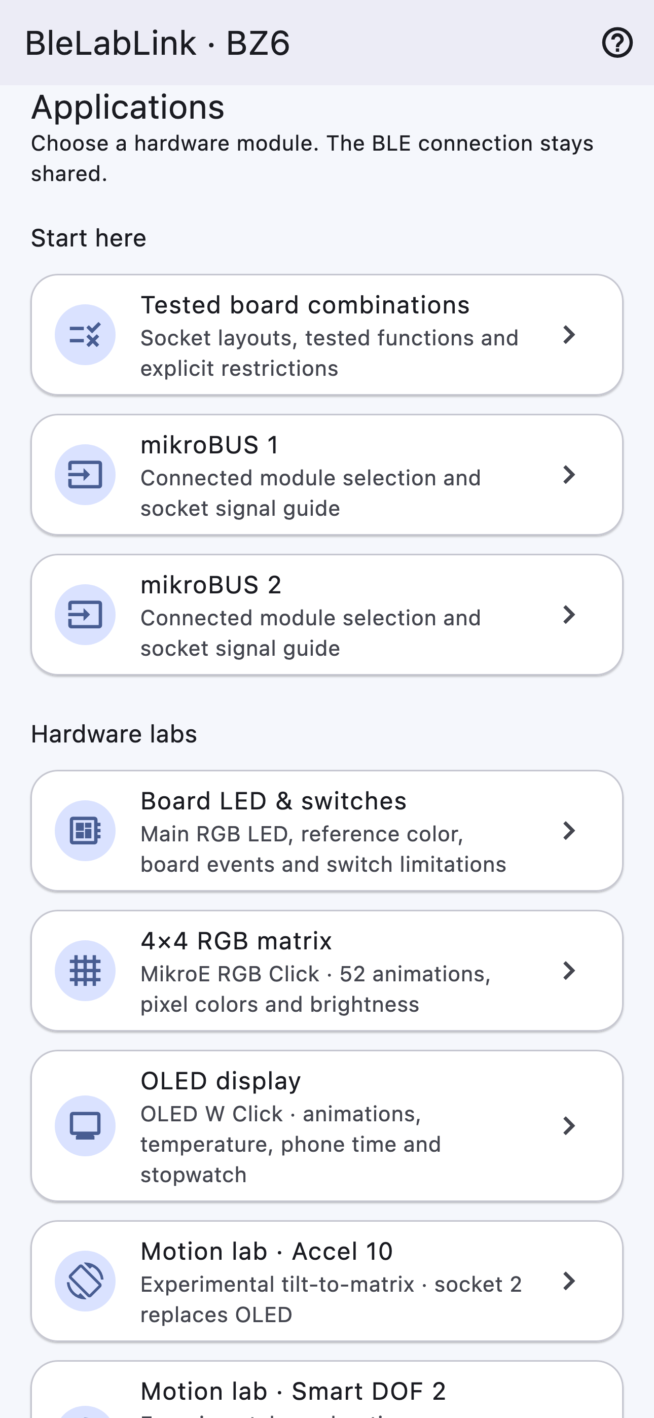 BleLabLink module selector